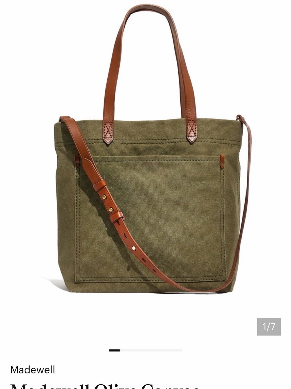 Madewell Transport Tote Navy with Brown Leather Straps